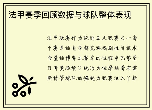 法甲赛季回顾数据与球队整体表现