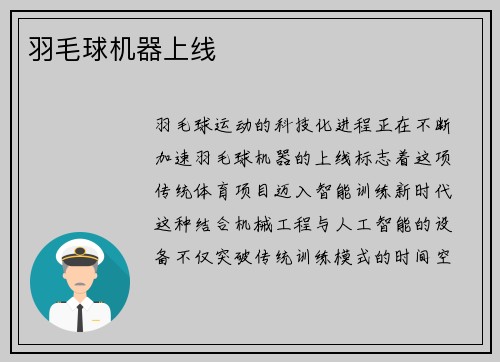羽毛球机器上线